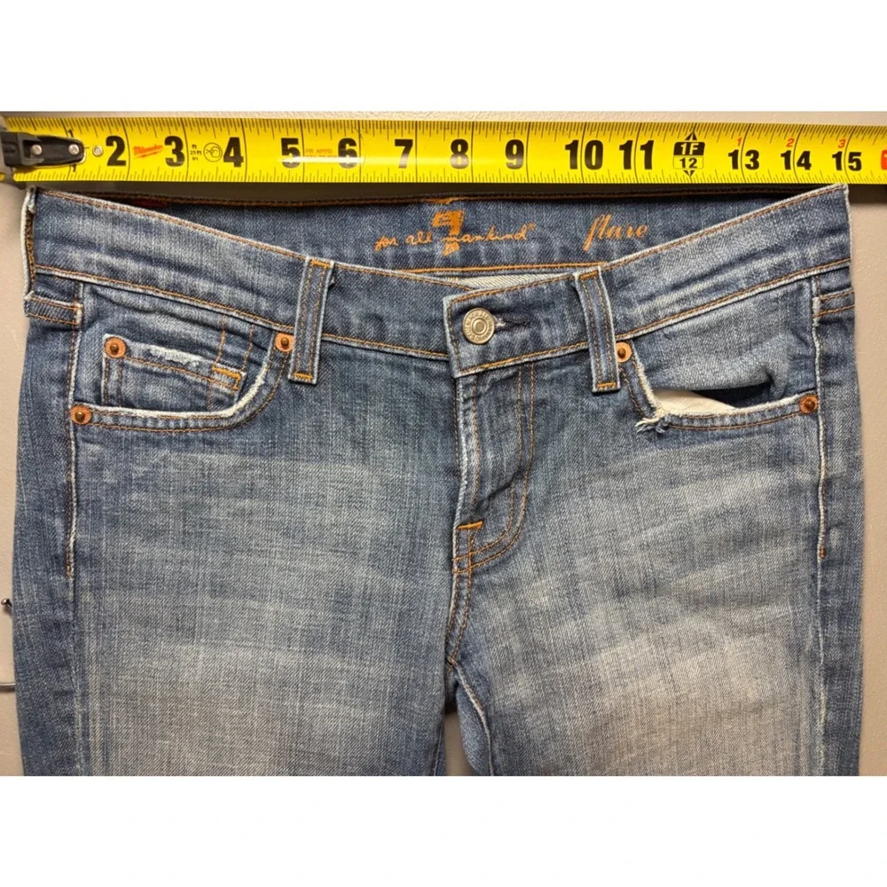 7 For All Mankind Flare Jeans Womens 29 Blue Low Rise Stretch Denim U076055U